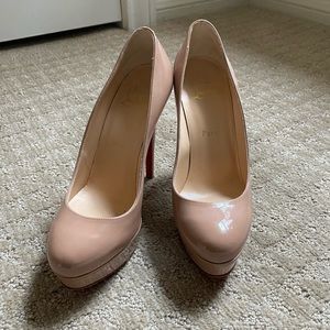 Christian Louboutin Nude Patent Leather Bianca Heels